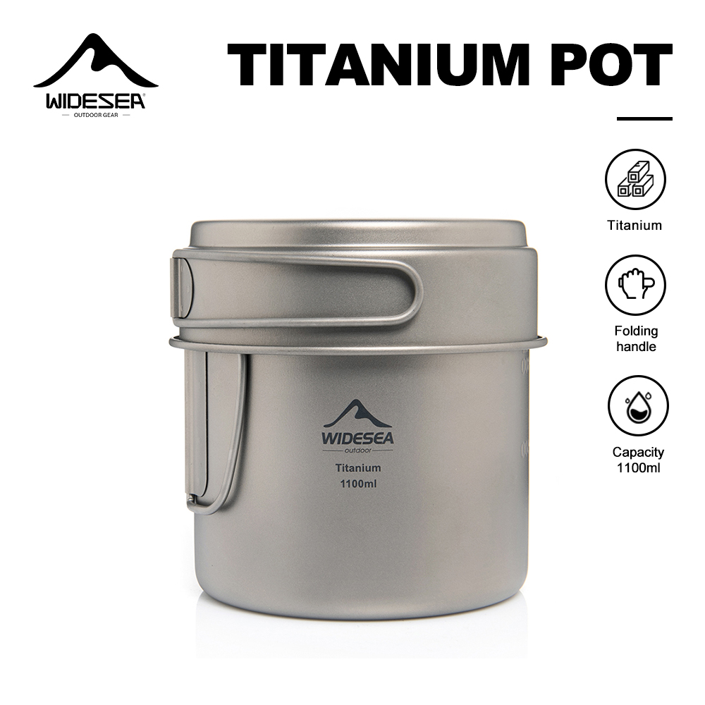 Camping Cooking Mug - Widesea Ultralight Titanium Camping Pot 1100ml