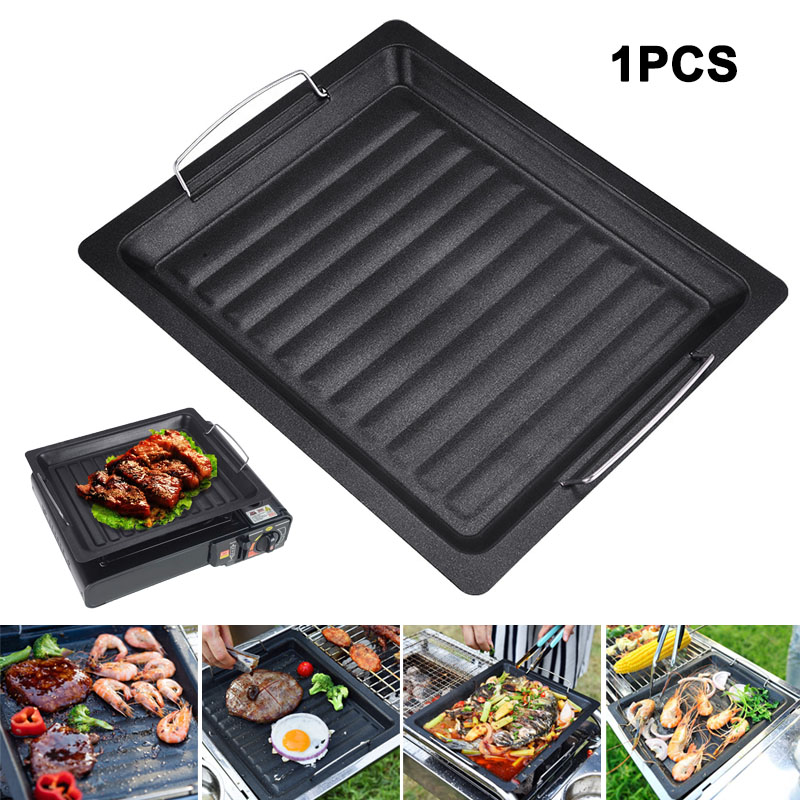 Camping Cooking Set Non Stick - Outdoors Thick Square Grill Pan With