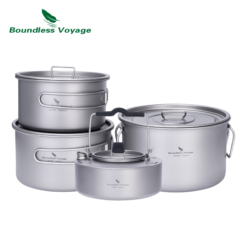 Camping Cooking Set Non Stick - Boundless Voyage Titanium Pot Stockpot Cooking