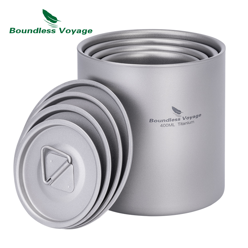 Camping Cooking Mug - Boundless Voyage Titanium Double Walled Cups