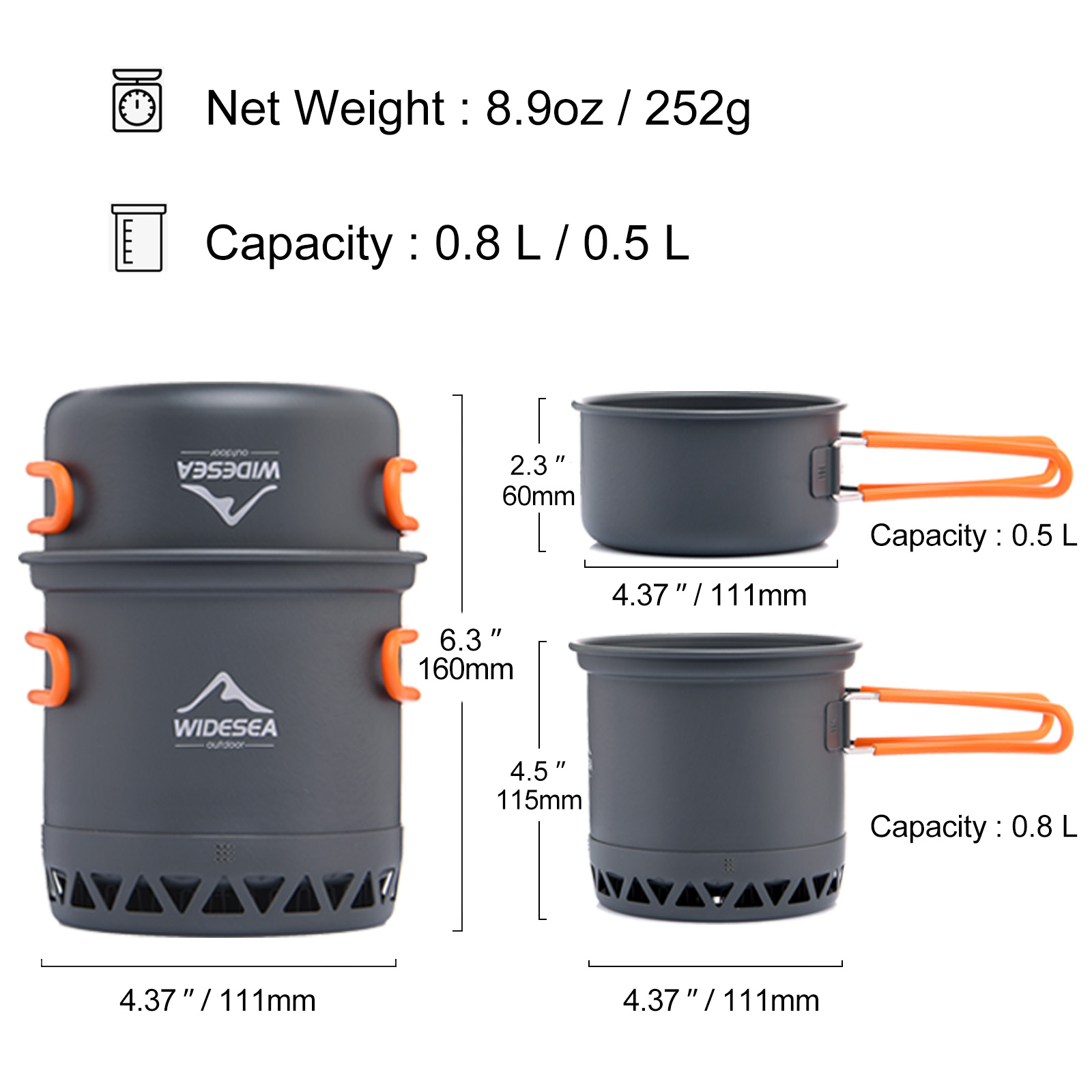 Widesea Camping Pot 1.3L 2.3L  - Camping Cooking Set Jetboil review and price