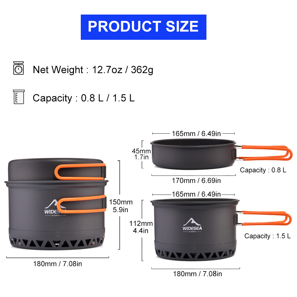 Widesea Camping Pot 1.3L 2.3L  - Camping Cooking Set Jetboil review and price