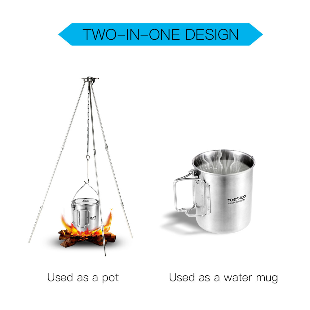 TOMSHOO 750ml Stainless Steel  - Camping Cooking Mug review and price
